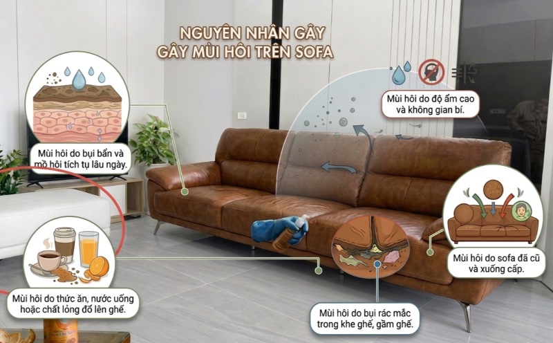 Lý do khiến ghế sofa da bị hôi
